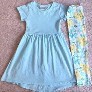 NEXT Direct Girls 5 6 Blue Dress Carter’s Floral Leggings Blue Yellow Green